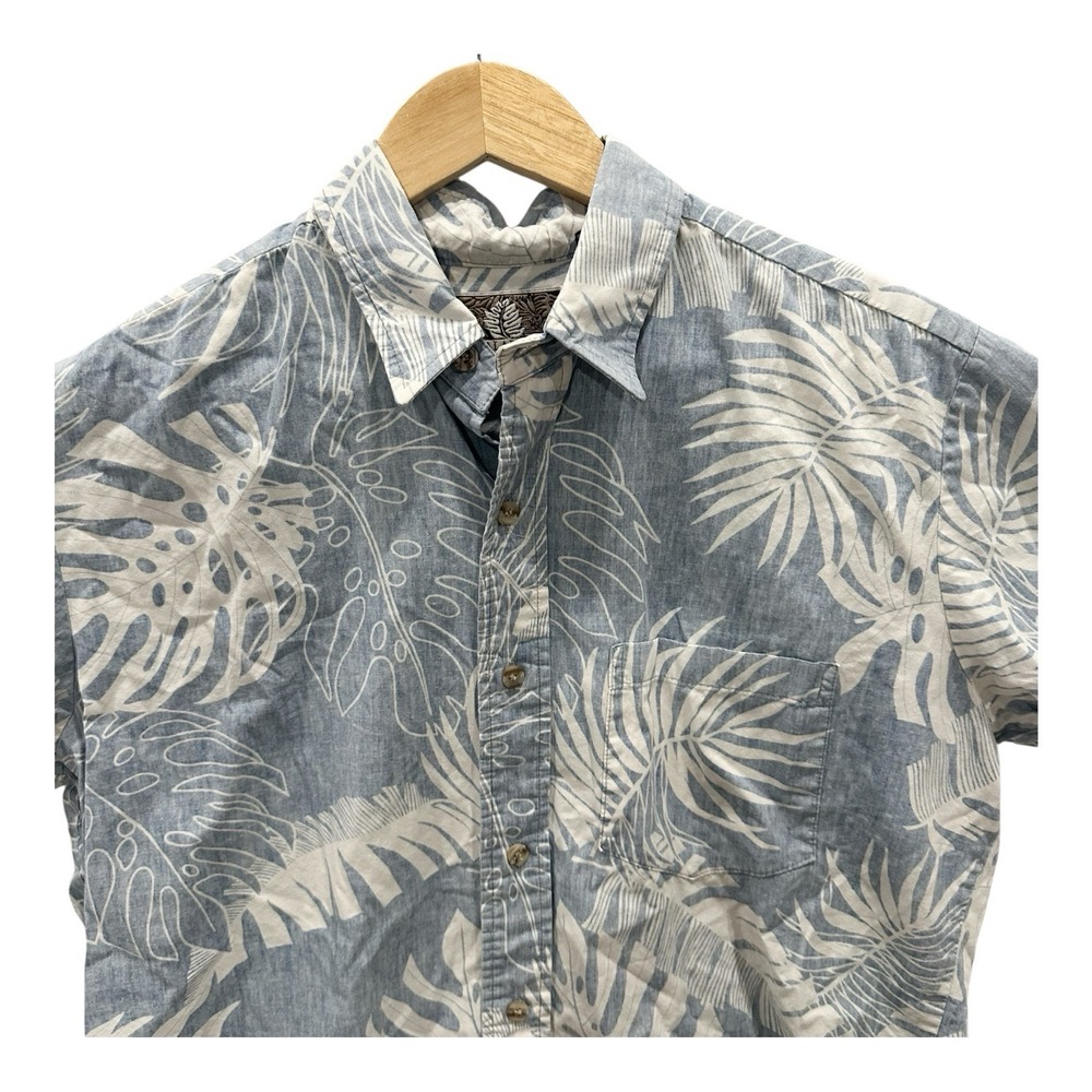 Vintage Kalaheo Blue Floral Hawaiian 100% Rayon Camp Shirt SZ‎ M USA Made Aloha